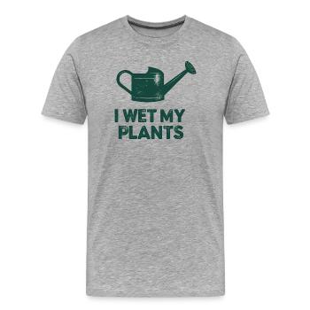 Mouiller mes plantes Arrosage - T-shirt bio Premium Homme - gris chiné - Devant - Damien (186cm)