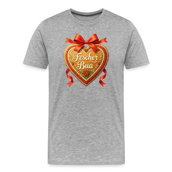 Fescher Bua Lebkuchenherz Bayern Volksfest Tracht - Men's Premium Organic T-Shirt - heather grey - Front - Damien (186cm)
