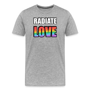 Arc-en-ciel d’amour rayonnant - T-shirt bio Premium Homme - gris chiné - Devant - Damien (186cm)