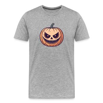 Pumpkin Mischief Cartoon - Men's Premium Organic T-Shirt - heather grey - Front - Damien (186cm)