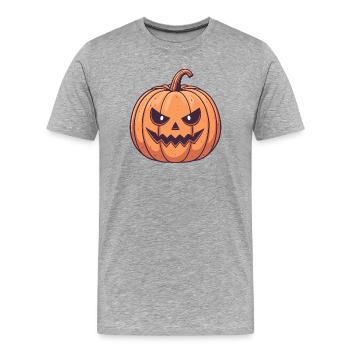 Halloween Furious Pumpkin - Men's Premium Organic T-Shirt - heather grey - Front - Damien (186cm)