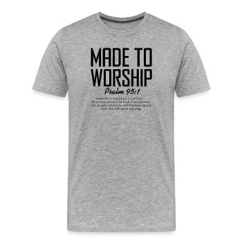 Gemacht für die Anbetung - Männer Premium Bio T-Shirt - Grau meliert - Vorne - Damien (186cm)