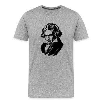 Ludwig van Beethoven avec des écouteurs - T-shirt bio Premium Homme - gris chiné - Devant - Damien (186cm)