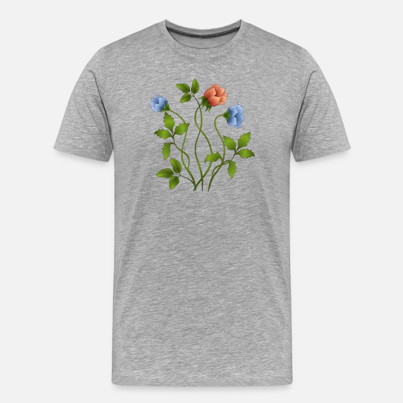Blumen - Männer Premium Bio T-Shirt - Grau meliert
