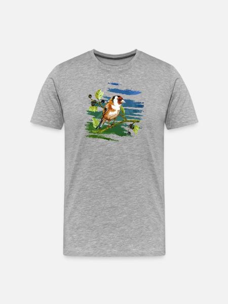 Bunter Vogel - Männer Premium Bio T-Shirt - Grau meliert