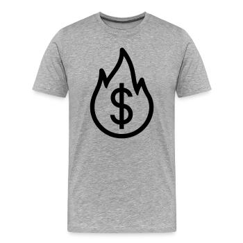 Burning Money - Men's Premium Organic T-Shirt - heather grey - Front - Damien (186cm)