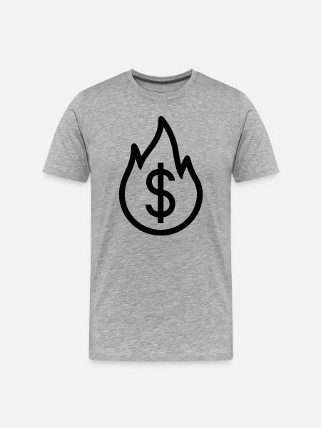 Geld verbrennen - Männer Premium Bio T-Shirt - Grau meliert
