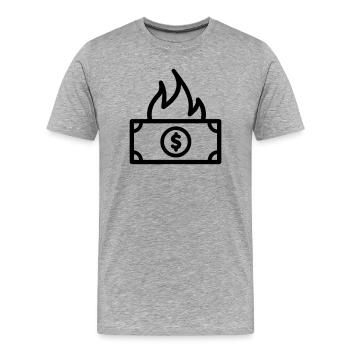 Burning Money - Men's Premium Organic T-Shirt - heather grey - Front - Damien (186cm)