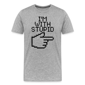 I'm With Stupid – Lustiger IT Spruch - Männer Premium Bio T-Shirt - Grau meliert - Vorne - Damien (186cm)