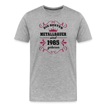 Métallurgiste Anniversaire Vintage 1985 Collègue - T-shirt bio Premium Homme - gris chiné - Devant - Damien (186cm)