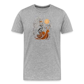 Moonlight cat on snail - Men's Premium Organic T-Shirt - heather grey - Front - Damien (186cm)