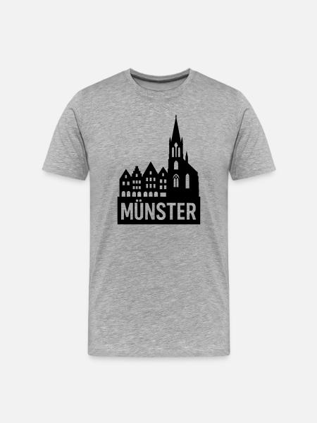 Münster Uni Stadt - Männer Premium Bio T-Shirt - Grau meliert
