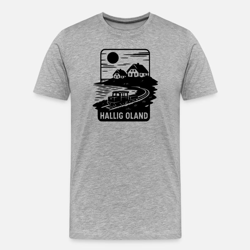 Oland Hallig - Männer Premium Bio T-Shirt - Grau meliert