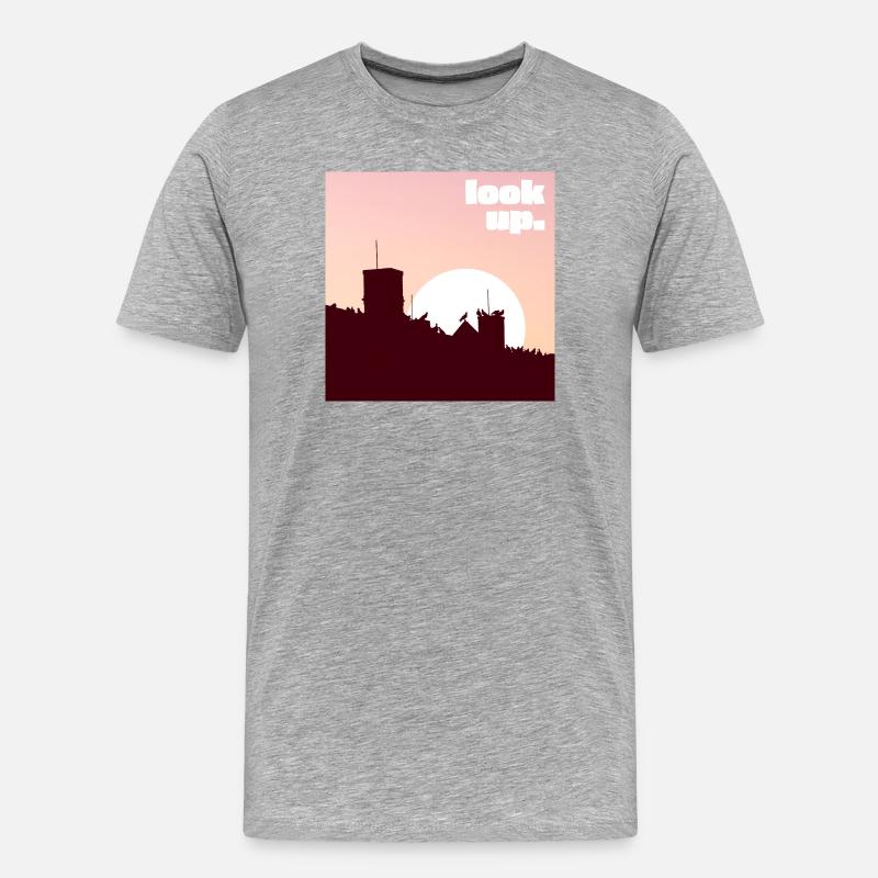 Look Up - Männer Premium Bio T-Shirt - Grau meliert