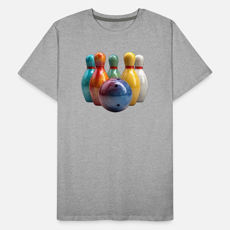 Colorful Bowling Scene Pattern Men's Premium Organic T-Shirt