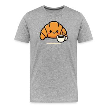 Croissant Café Mignon - Men's Premium Organic T-Shirt - heather grey - Front - Damien (186cm)