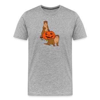 Seeotter Cartoon Halloween - Männer Premium Bio T-Shirt - Grau meliert - Vorne - Damien (186cm)