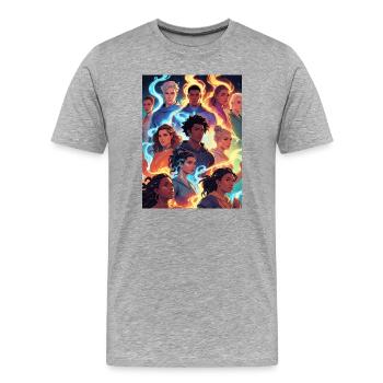 Elementare Feuer- und Eisgruppe - Männer Premium Bio T-Shirt - Grau meliert - Vorne - Damien (186cm)