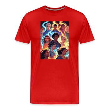 Elemental Ild og Is Gruppe - Men's Premium Organic T-Shirt - red - Front - Damien (186cm)