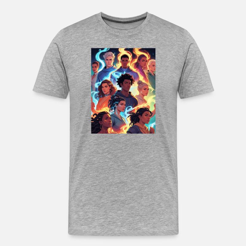 Elementare Feuer- und Eisgruppe - Männer Premium Bio T-Shirt - Grau meliert
