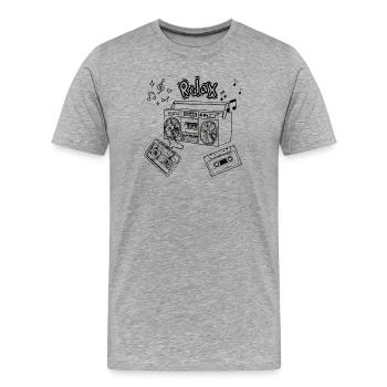 Té cassette rétro Boombox - T-shirt bio Premium Homme - gris chiné - Devant - Damien (186cm)