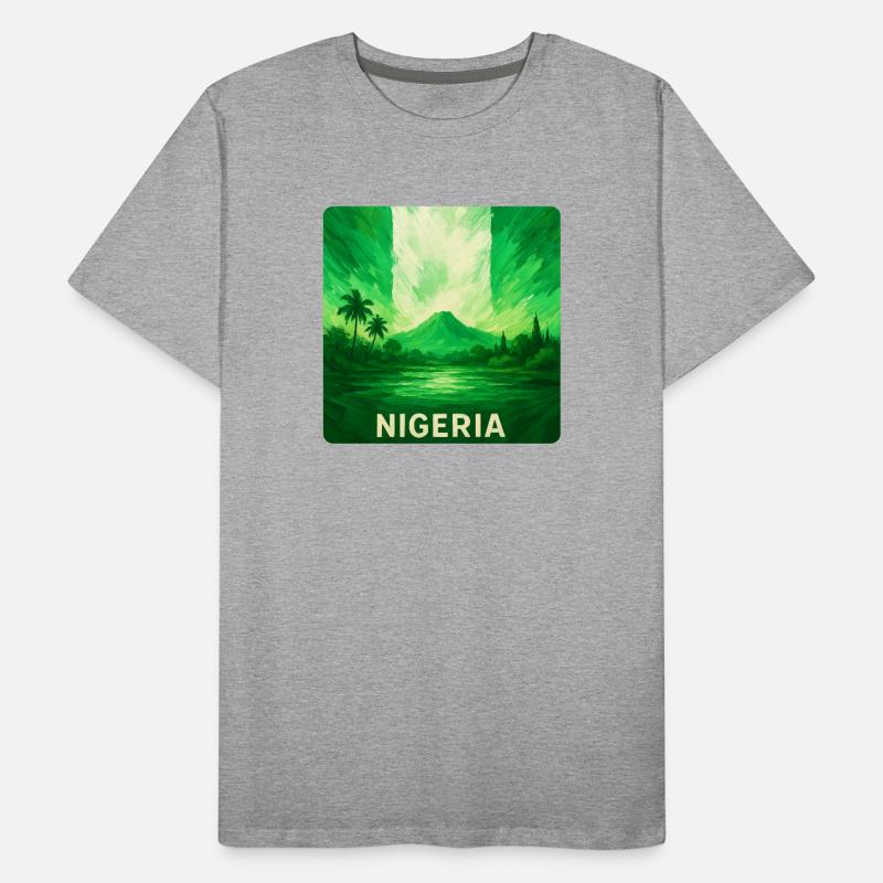 Drapeau de paysage du Nigeria Conception T-shirt bio Premium Homme