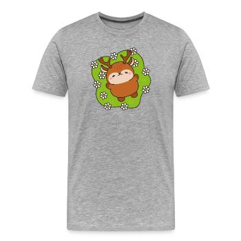 Cerf joyeux parmi les pâquerettes - T-shirt bio Premium Homme - gris chiné - Devant - Damien (186cm)