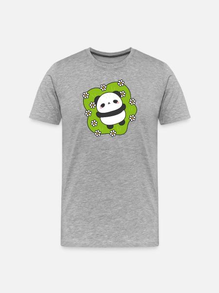 PandaCâlin Floral Vert - T-shirt bio Premium Homme - gris chiné