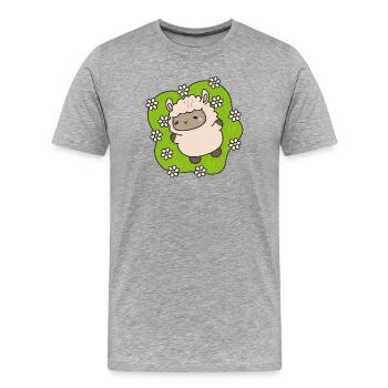 Agneau fleuri dansant parmi les marguerites - T-shirt bio Premium Homme - gris chiné - Devant - Damien (186cm)