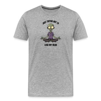 Zombie Zen in Lotus Position Meditation - Men's Premium Organic T-Shirt - heather grey - Front - Damien (186cm)