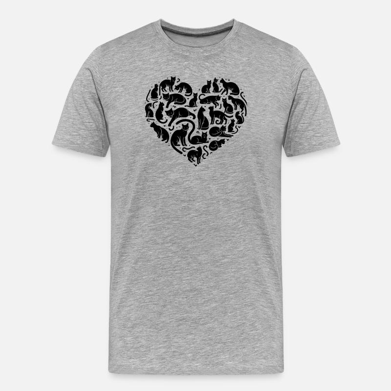 Katzen Form Liebe Herz  - Männer Premium Bio T-Shirt - Grau meliert