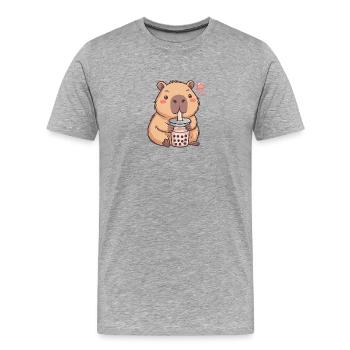 Beaver Bubble Tea Charm - Men's Premium Organic T-Shirt - heather grey - Front - Damien (186cm)