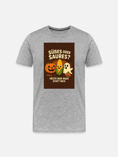 Süßes oder Saures Halloween Spaß - Männer Premium Bio T-Shirt - Grau meliert