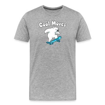 Cool Moves Eisbär Skateboard - Männer Premium Bio T-Shirt - Grau meliert - Vorne - Damien (186cm)