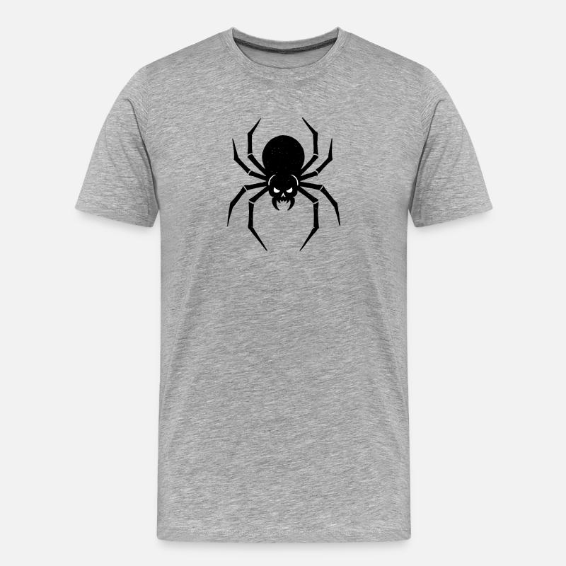 Halloween Spinne | Dunkle Spinne - Männer Premium Bio T-Shirt - Grau meliert
