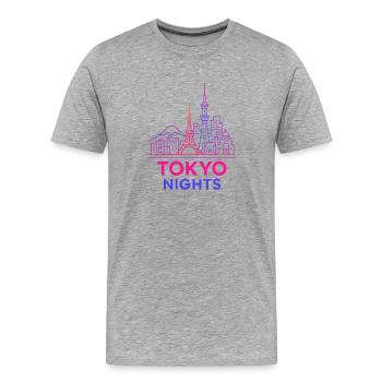 Tokyo Nights Neon Skyline Japan Design - Men's Premium Organic T-Shirt - heather grey - Front - Damien (186cm)