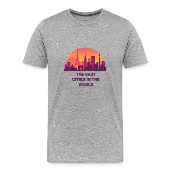 Sunset City Skyline City City - Men's Premium Organic T-Shirt - heather grey - Front - Damien (186cm)