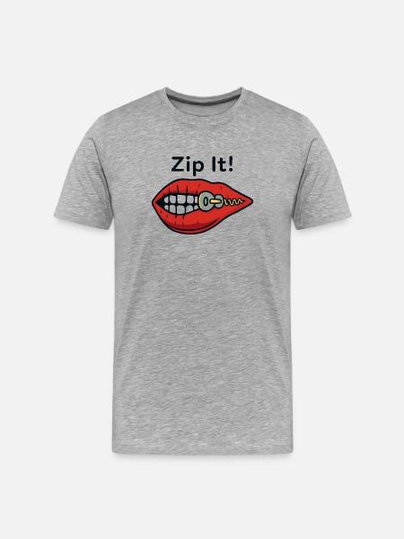 Zipper Lips Zip It - Men's Premium Organic T-Shirt - heather grey