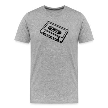Cassette rétro – Conception musicale de mixtape old school - T-shirt bio Premium Homme - gris chiné - Devant - Damien (186cm)