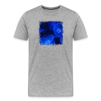 Leuchtende Blaue Quallen mit Biolumineszenz - Männer Premium Bio T-Shirt - Grau meliert - Vorne - Damien (186cm)