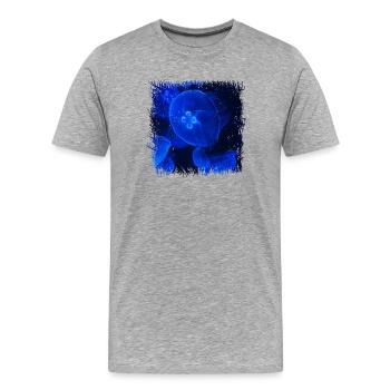 Quallen im blauen Tiefseelicht - Männer Premium Bio T-Shirt - Grau meliert - Vorne - Damien (186cm)
