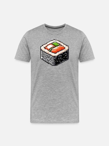 Pixel Sushi Bento Art - Men's Premium Organic T-Shirt - heather grey