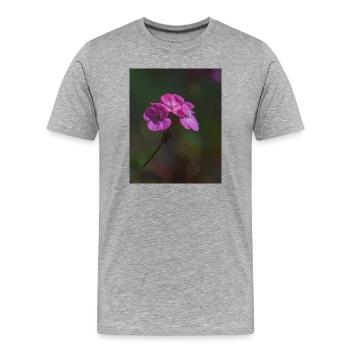 rosa Blumen - Männer Premium Bio T-Shirt - Grau meliert - Vorne - Damien (186cm)