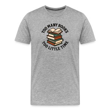 Livres Humour Amateurs de livres - T-shirt bio Premium Homme - gris chiné - Devant - Damien (186cm)