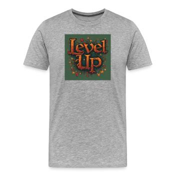Passez au niveau supérieur - T-shirt bio Premium Homme - gris chiné - Devant - Damien (186cm)