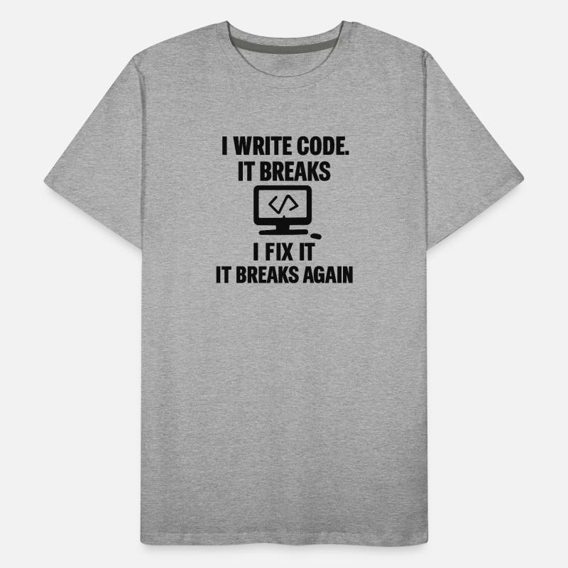 I Write Code – Funny Programmer T-Shirt Männer Premium Bio T-Shirt