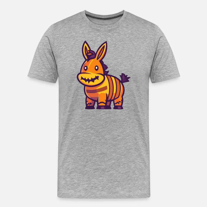 Esel Halloween Comic Lustig - Männer Premium Bio T-Shirt - Grau meliert