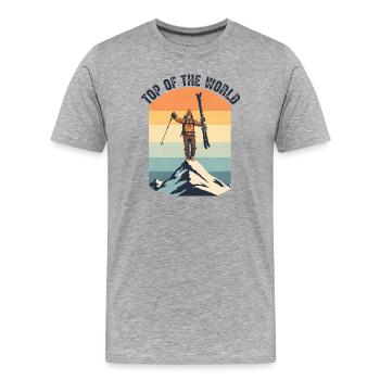 Skitour Bergsteigen Top of the World Retro - Männer Premium Bio T-Shirt - Grau meliert - Vorne - Damien (186cm)