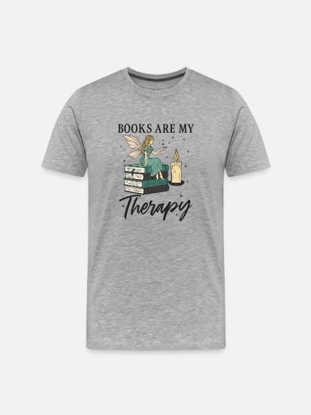 Books are my therapy - Men's Premium Organic T-Shirt - heather grey