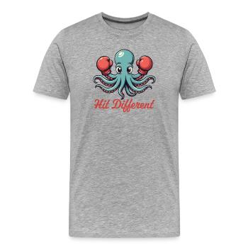 Anders treffen - Männer Premium Bio T-Shirt - Grau meliert - Vorne - Damien (186cm)